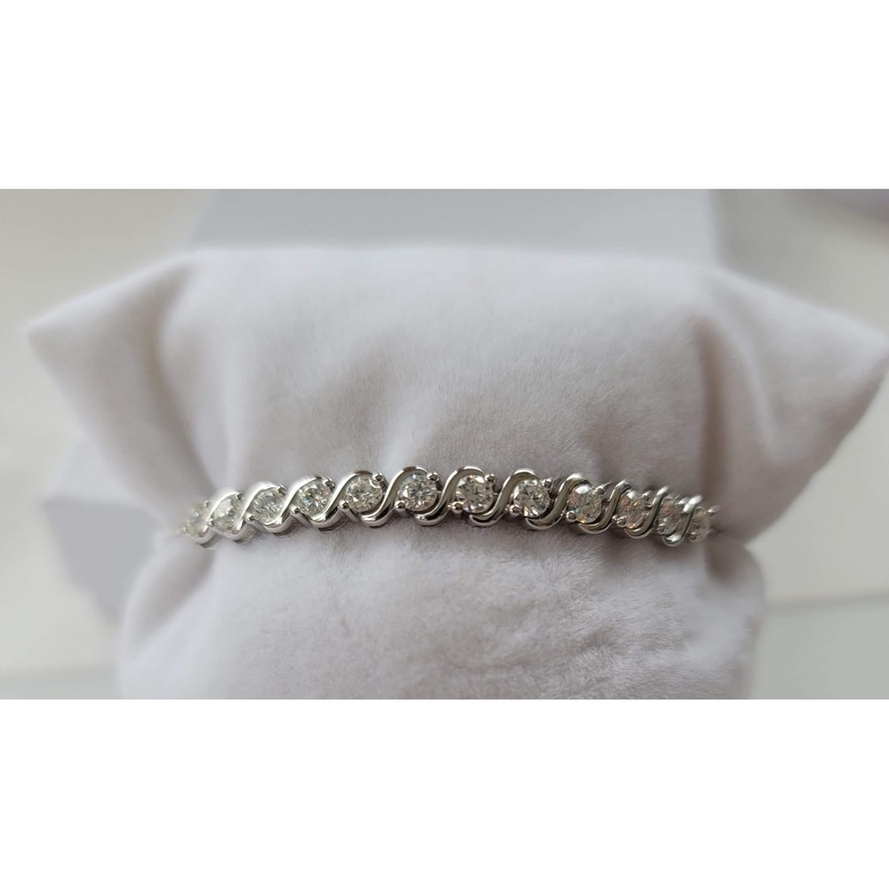 S925 Sterling Silver Moissanite Wave‎ Tennis Bracelet Adjustable 6.25-8.25 Inch